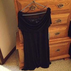 Black Sequined Evening Dress